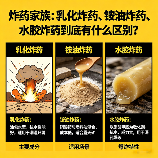 青湖路街道炸药家族：乳化炸药、铵油炸药、水胶炸药到底有什么区别？